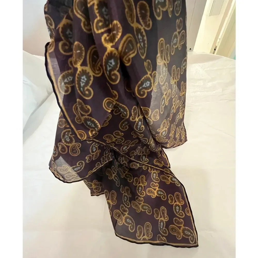 ROBERT TALBOTT Fine Silk Scarf Printed in Italy  - Purple - Semi Sheer 26